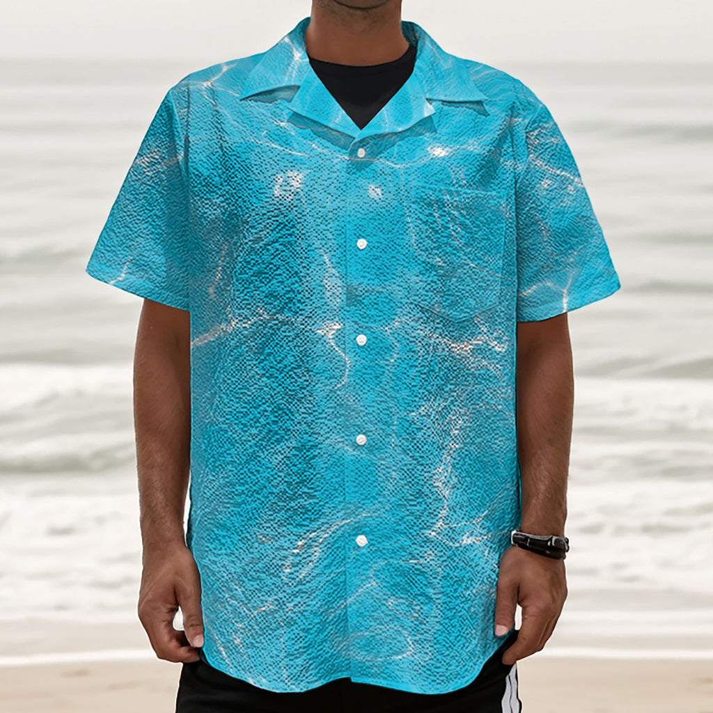 Pool Water Surface Print Textured Short Sleeve Shirt