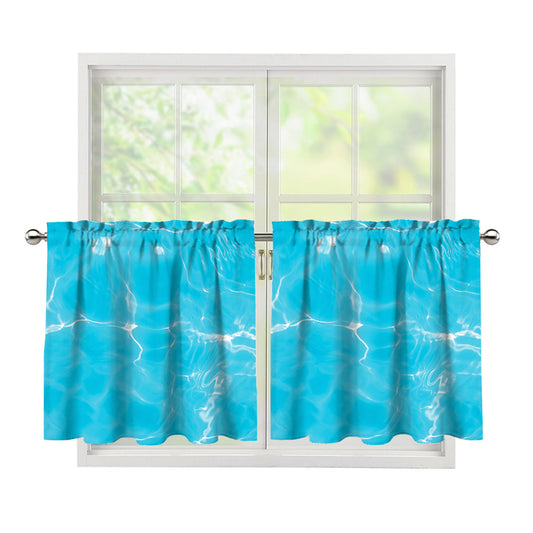 Pool Water Surface Print Tier Curtains
