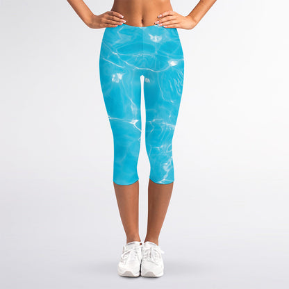 Pool Water Surface Print Women's Capri Leggings