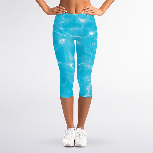 Pool Water Surface Print Women's Capri Leggings