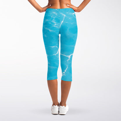 Pool Water Surface Print Women's Capri Leggings
