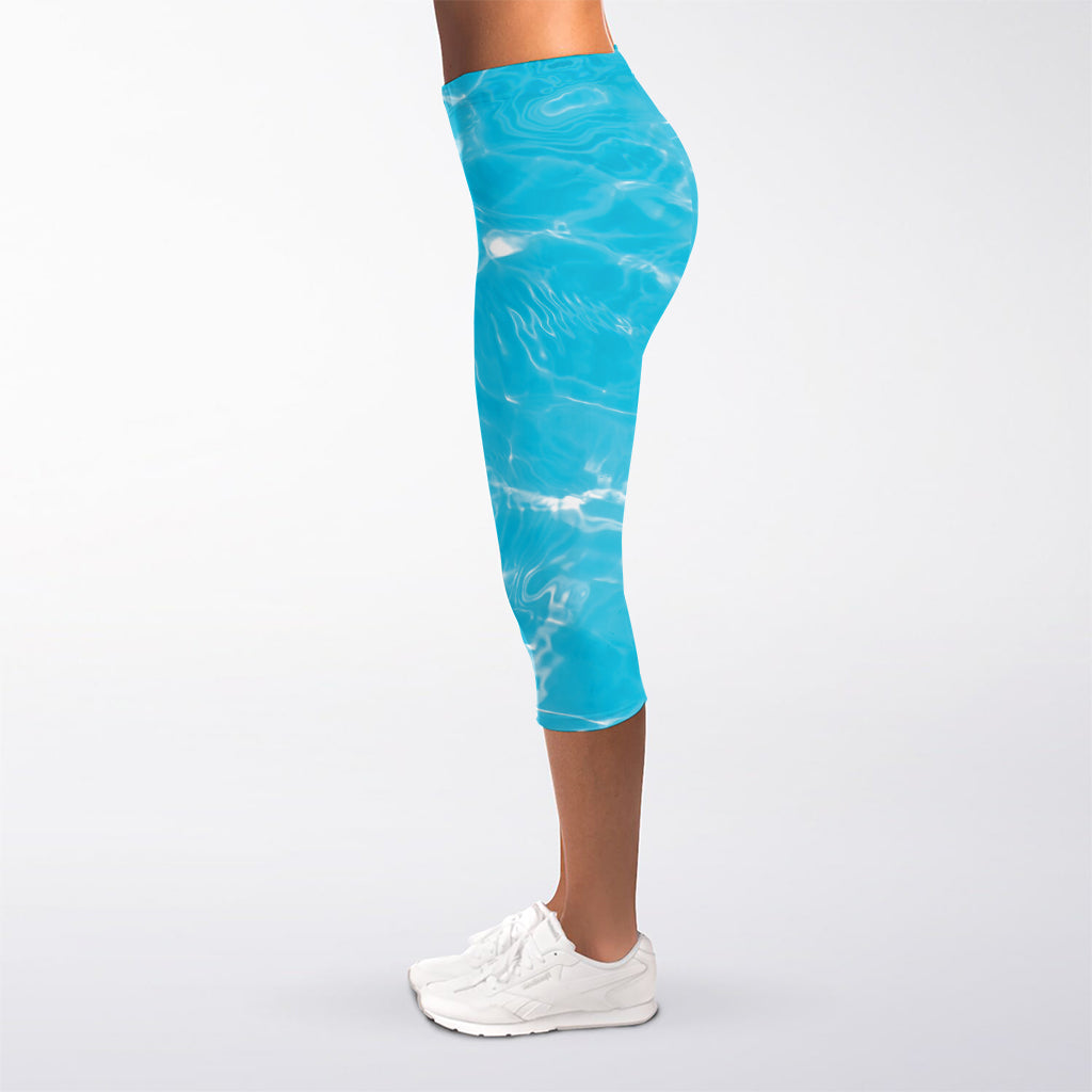 Pool Water Surface Print Women's Capri Leggings