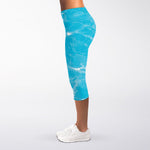Pool Water Surface Print Women's Capri Leggings