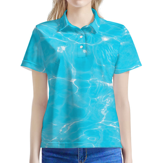 Pool Water Surface Print Women's Polo Shirt