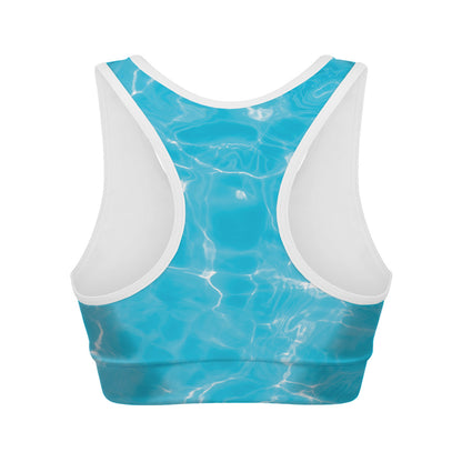 Pool Water Surface Print Women's Sports Bra