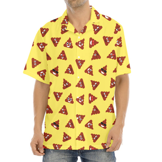 Poop Emoji Pattern Print Aloha Shirt