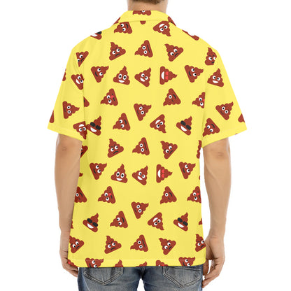 Poop Emoji Pattern Print Aloha Shirt