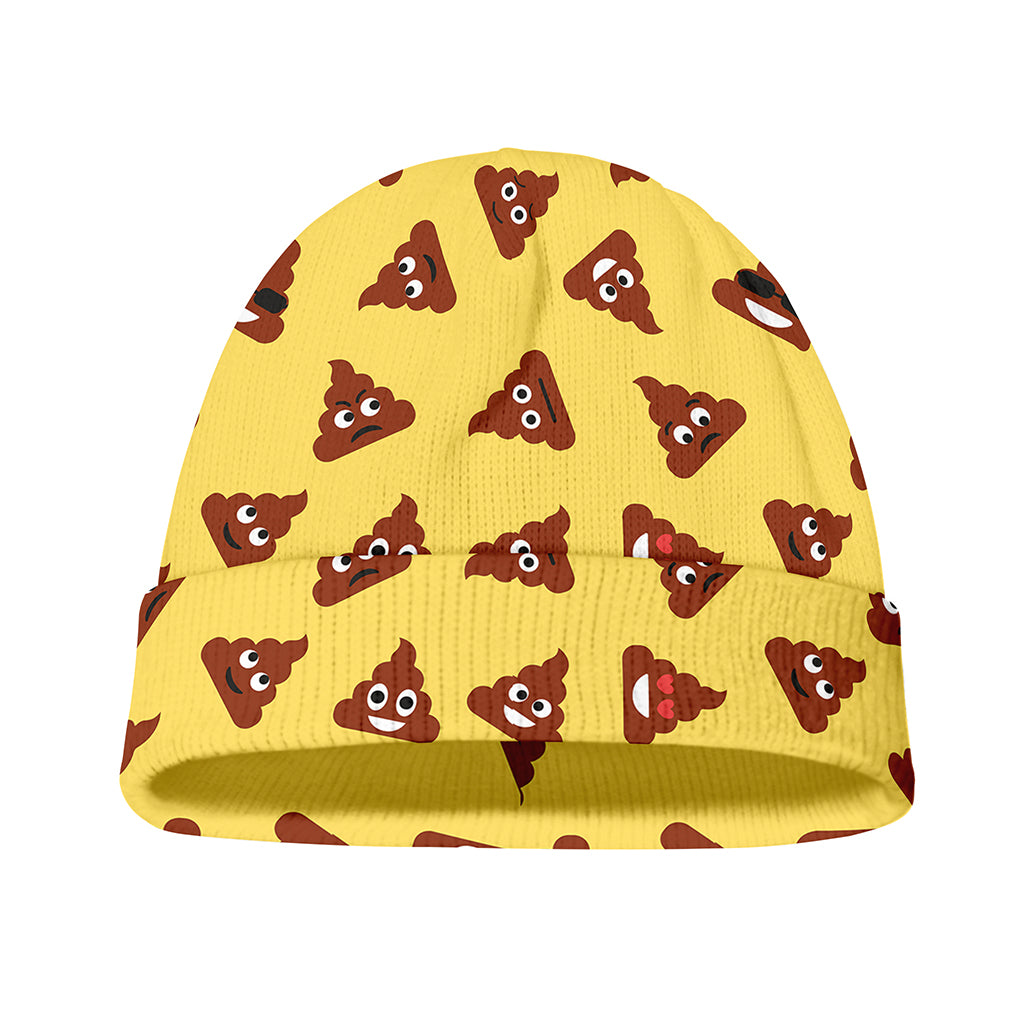Poop Emoji Pattern Print Beanie