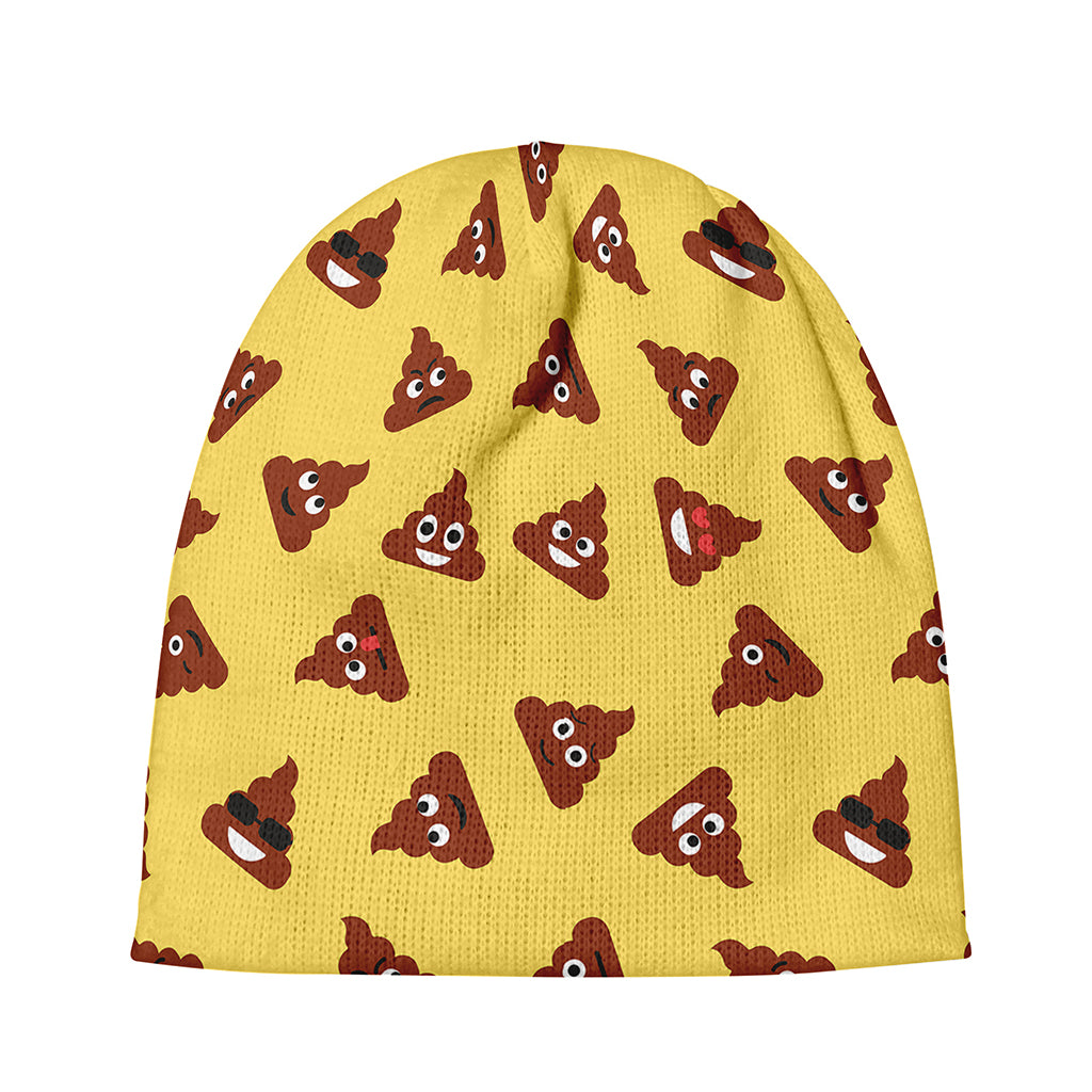 Poop Emoji Pattern Print Beanie