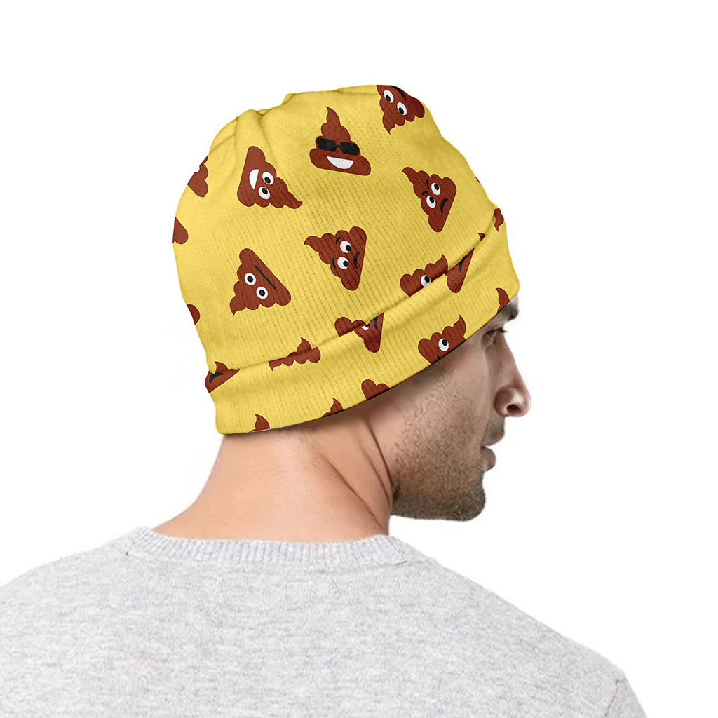 Poop Emoji Pattern Print Beanie