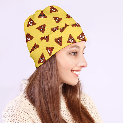 Poop Emoji Pattern Print Beanie