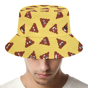 Poop Emoji Pattern Print Bucket Hat