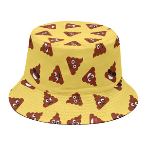 Poop Emoji Pattern Print Bucket Hat