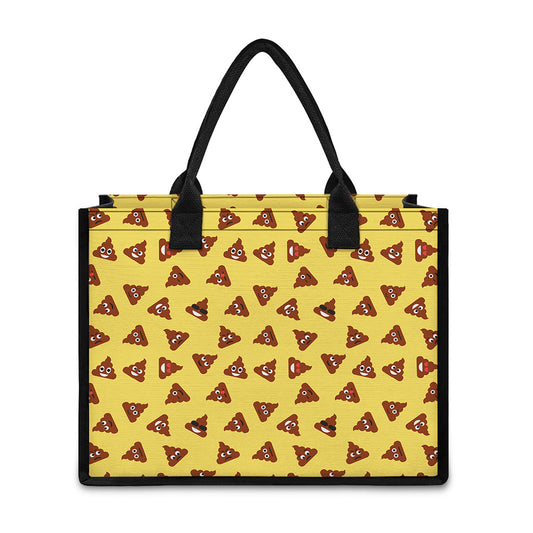 Poop Emoji Pattern Print Canvas Tote Bag