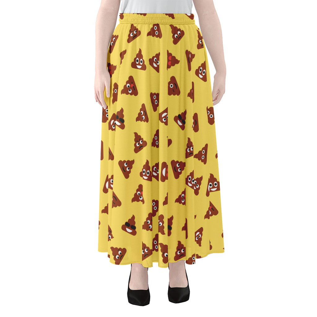 Poop Emoji Pattern Print Chiffon Maxi Skirt