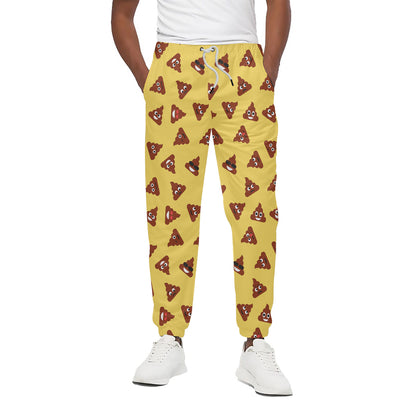 Poop Emoji Pattern Print Cotton Pants