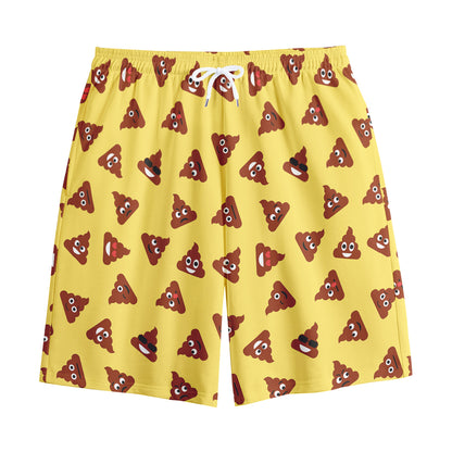 Poop Emoji Pattern Print Cotton Shorts