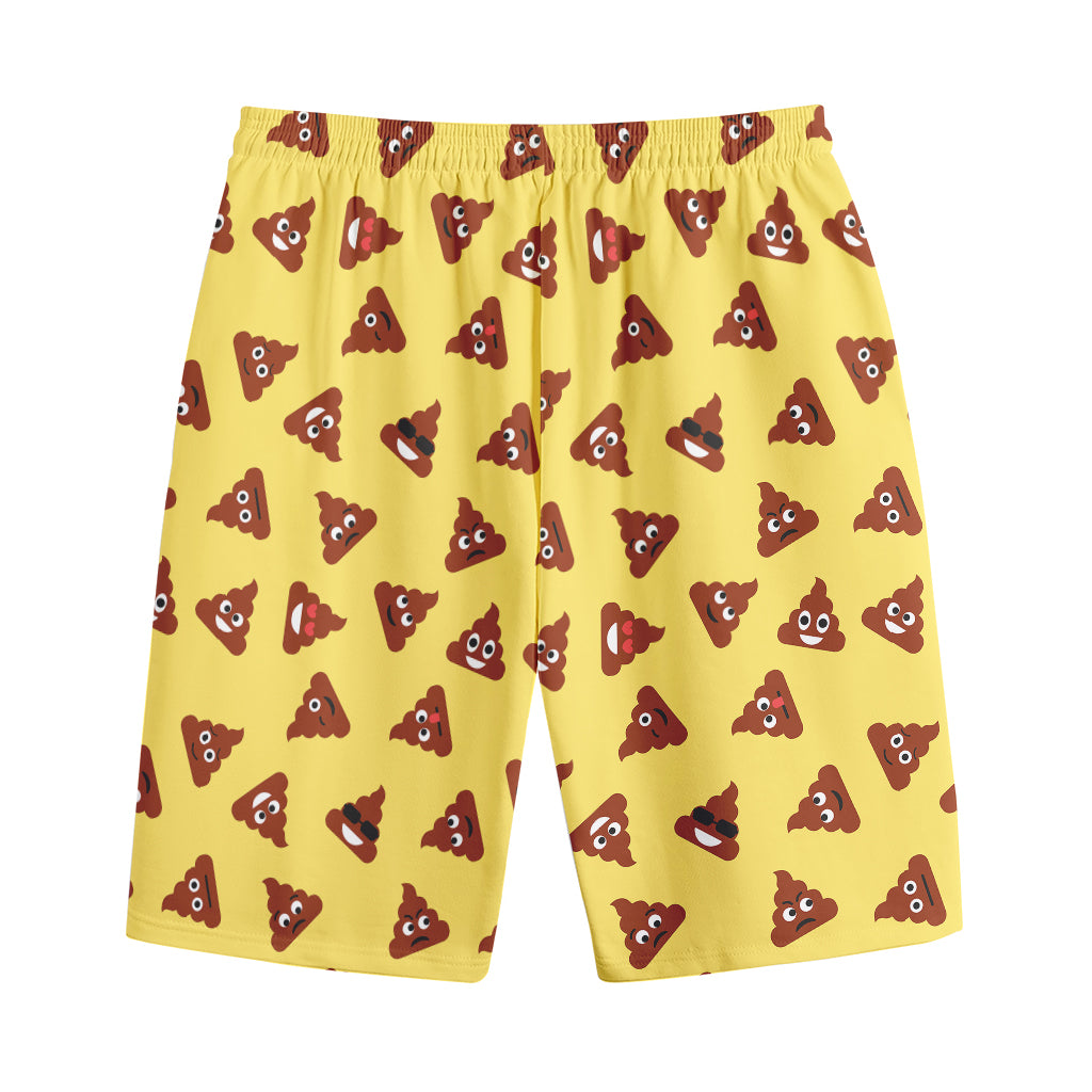 Poop Emoji Pattern Print Cotton Shorts