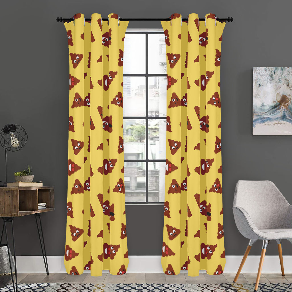 Poop Emoji Pattern Print Curtain