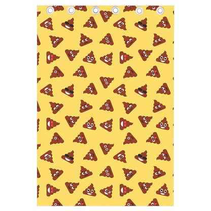 Poop Emoji Pattern Print Curtain