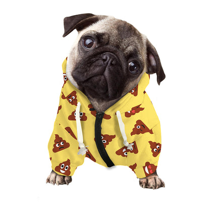 Poop Emoji Pattern Print Dog Zip Up Hoodie