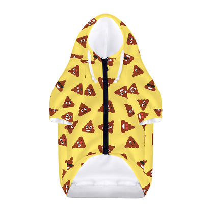Poop Emoji Pattern Print Dog Zip Up Hoodie