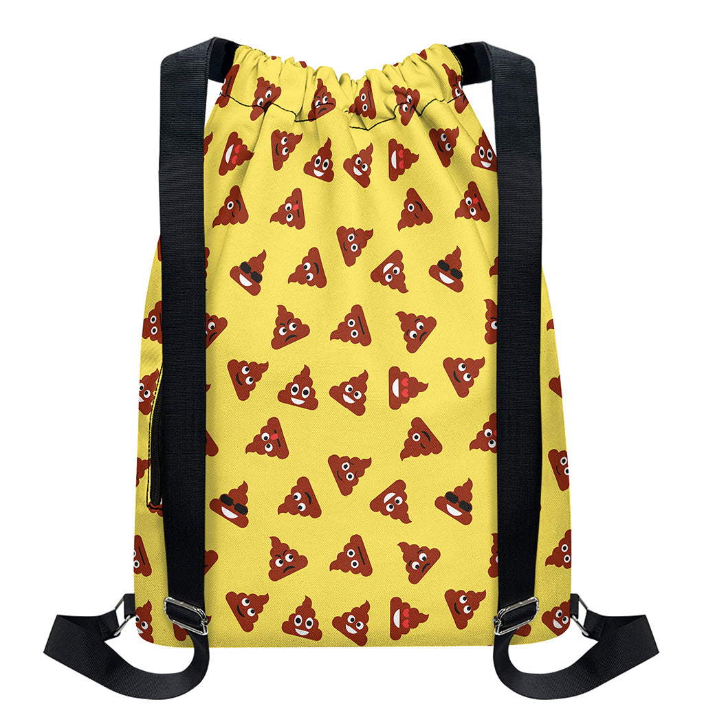 Poop Emoji Pattern Print Drawstring Backpack