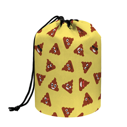 Poop Emoji Pattern Print Drawstring Makeup Bag