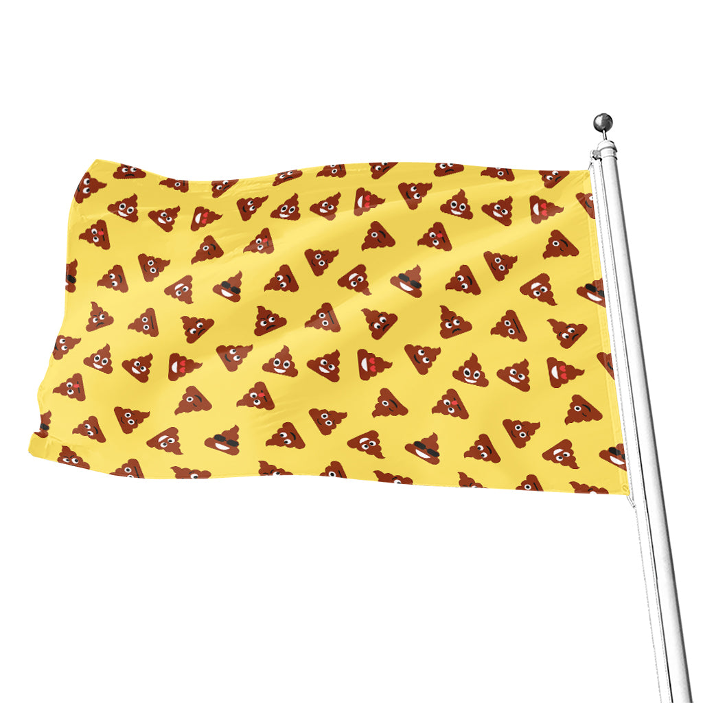 Poop Emoji Pattern Print Flag