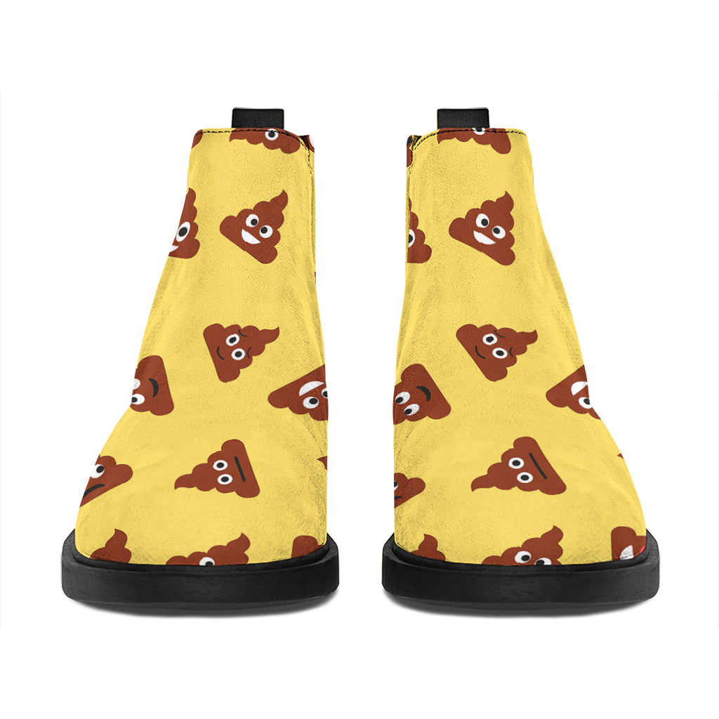 Poop Emoji Pattern Print Flat Ankle Boots