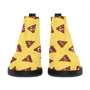 Poop Emoji Pattern Print Flat Ankle Boots