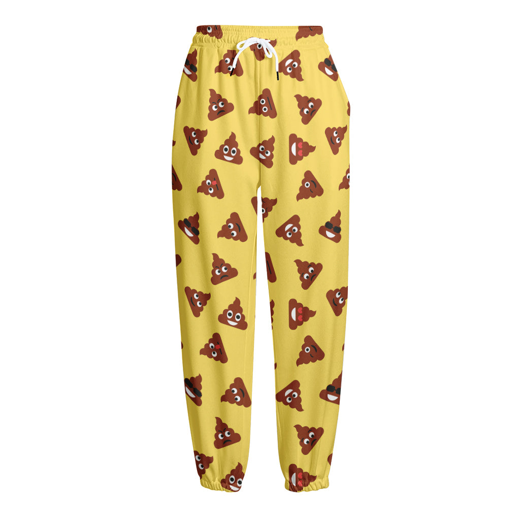 Poop Emoji Pattern Print Fleece Lined Knit Pants