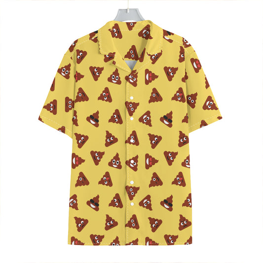 Poop Emoji Pattern Print Hawaiian Shirt