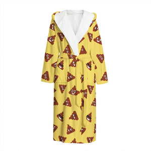 Poop Emoji Pattern Print Hooded Bathrobe