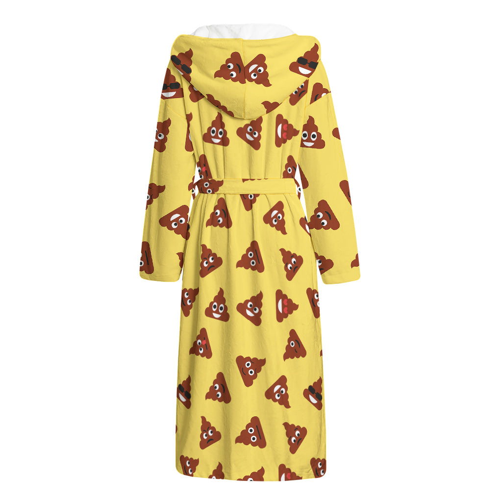 Poop Emoji Pattern Print Hooded Bathrobe