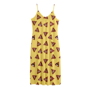 Poop Emoji Pattern Print Jersey Midi Cami Dress