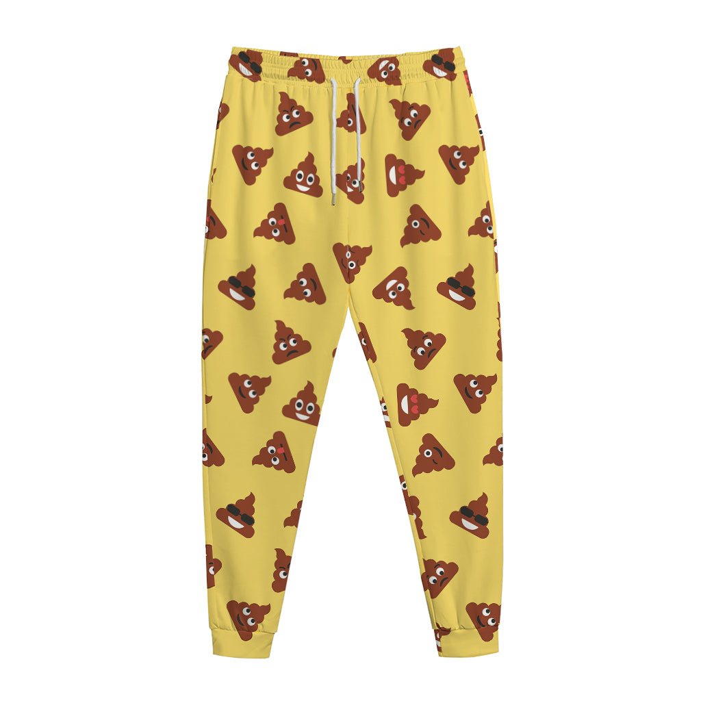 Poop Emoji Pattern Print Jogger Pants