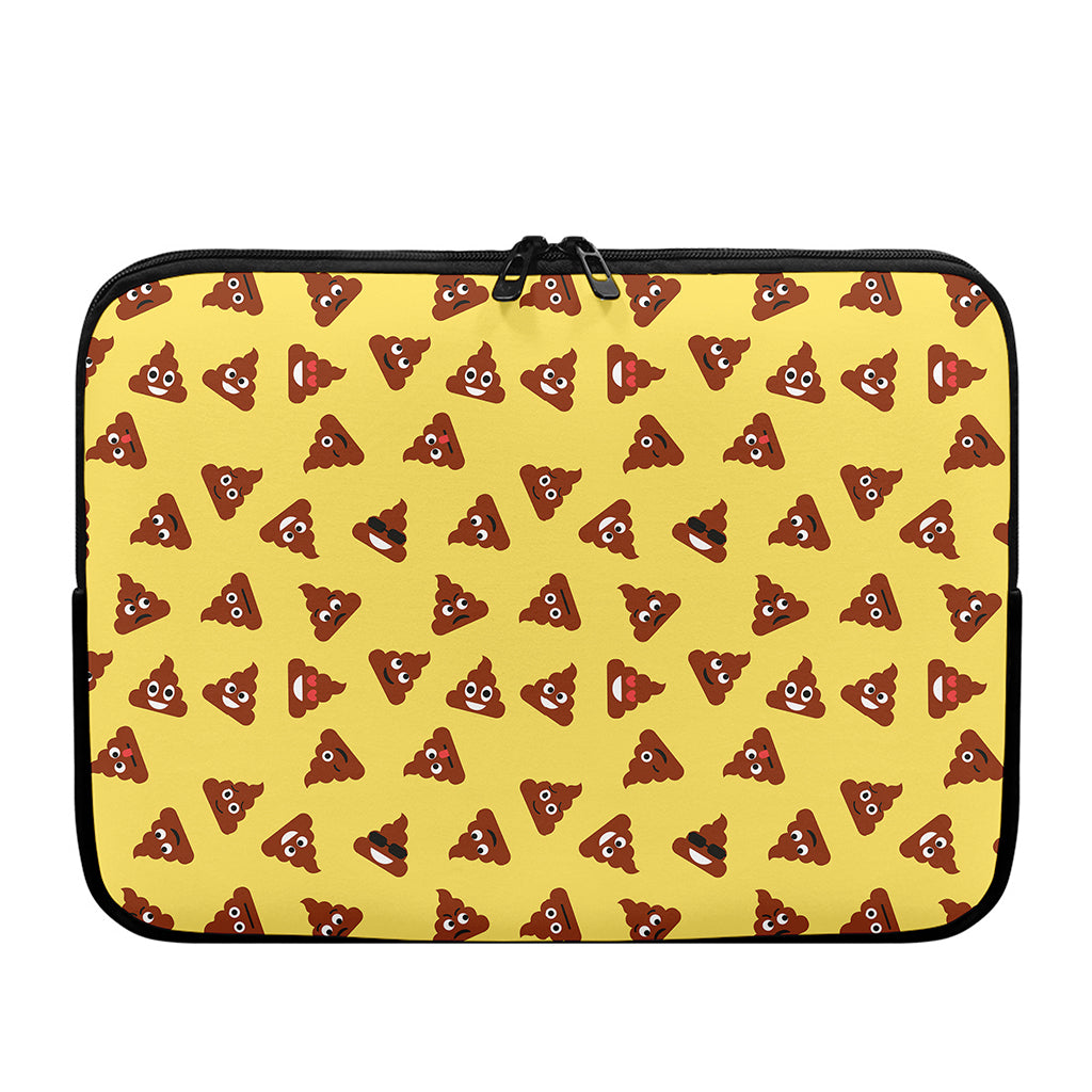 Poop Emoji Pattern Print Laptop Sleeve