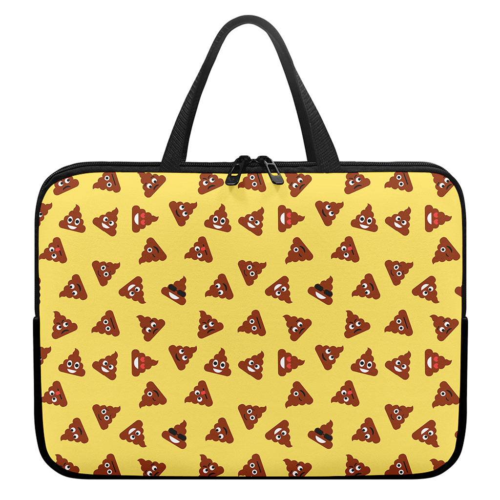 Poop Emoji Pattern Print Laptop Sleeve With Handle