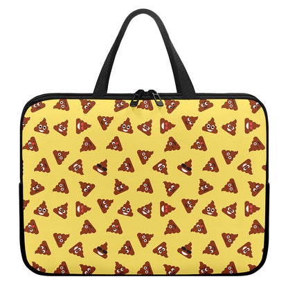 Poop Emoji Pattern Print Laptop Sleeve With Handle