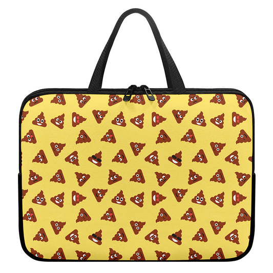 Poop Emoji Pattern Print Laptop Sleeve With Handle