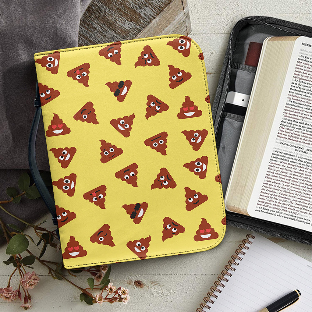 Poop Emoji Pattern Print Leather Bible Cover