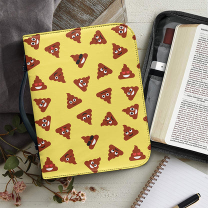 Poop Emoji Pattern Print Leather Bible Cover
