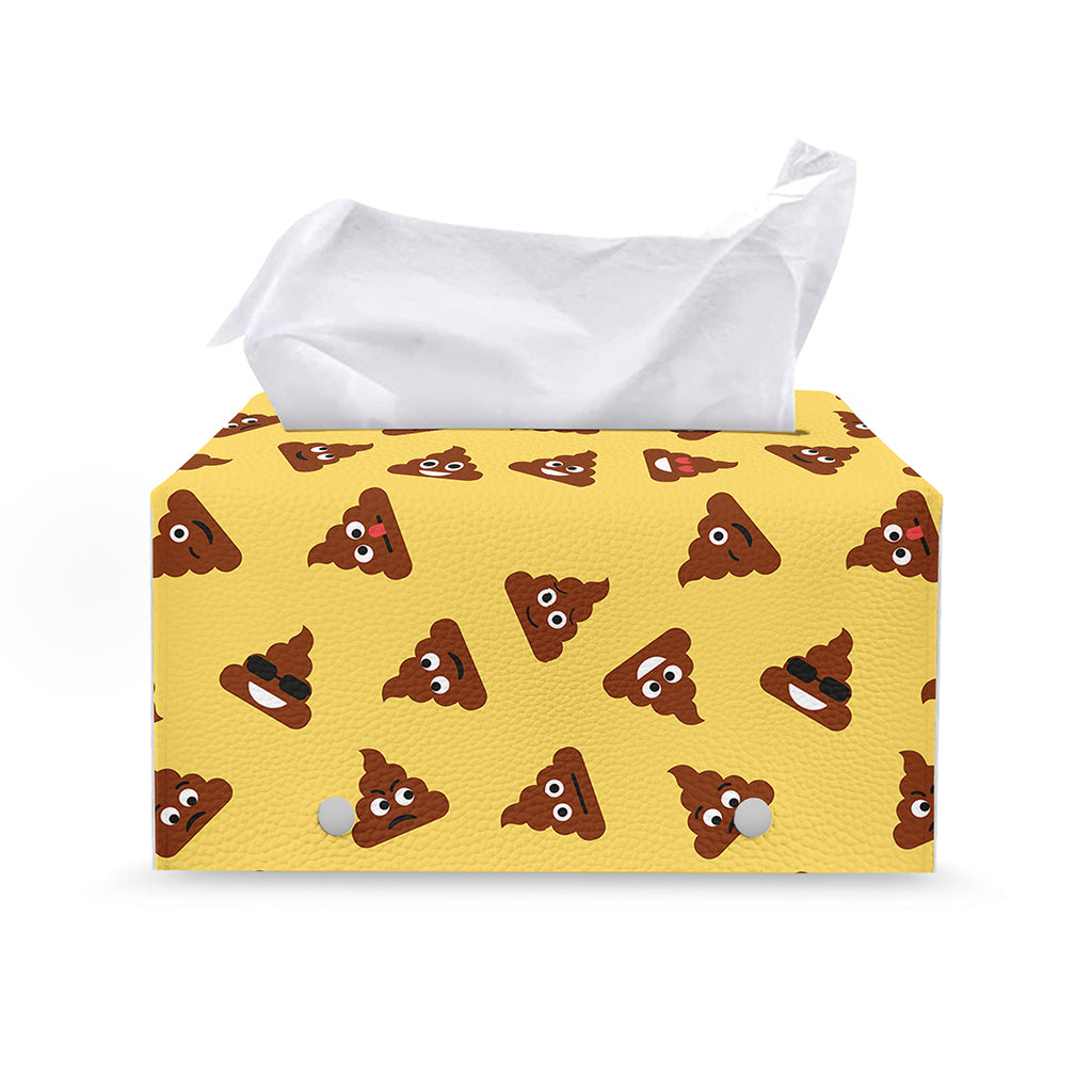 Poop Emoji Pattern Print Leather Tissue Box Cover