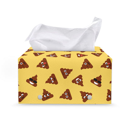 Poop Emoji Pattern Print Leather Tissue Box Cover