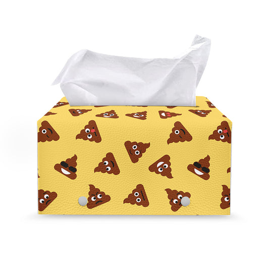 Poop Emoji Pattern Print Leather Tissue Box Cover