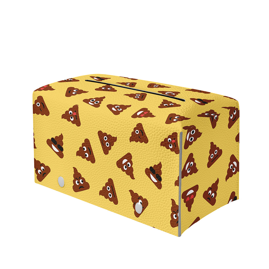 Poop Emoji Pattern Print Leather Tissue Box Cover