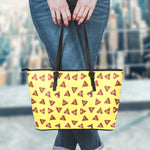 Poop Emoji Pattern Print Leather Tote Bag