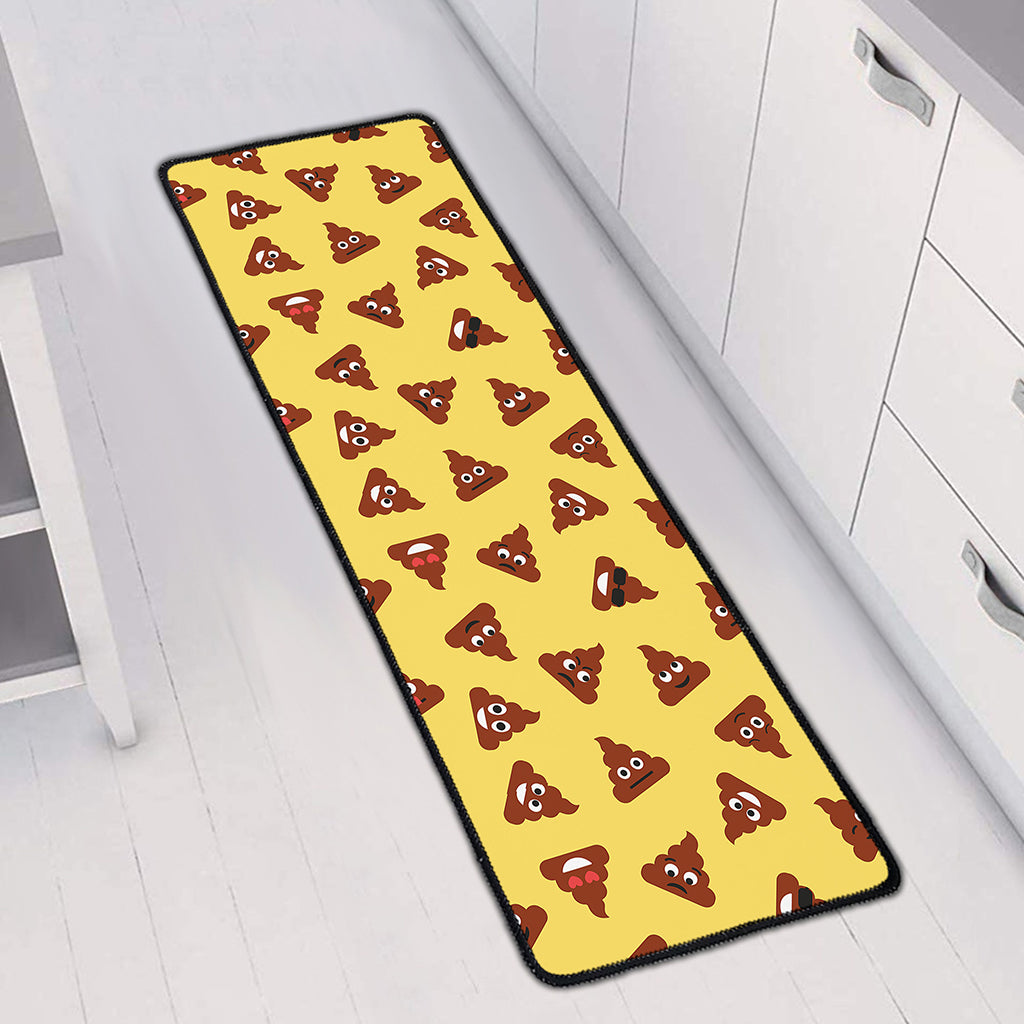 Poop Emoji Pattern Print Long Kitchen Mat