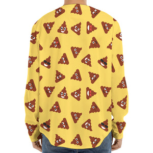 Poop Emoji Pattern Print Long Sleeve Baseball Jersey